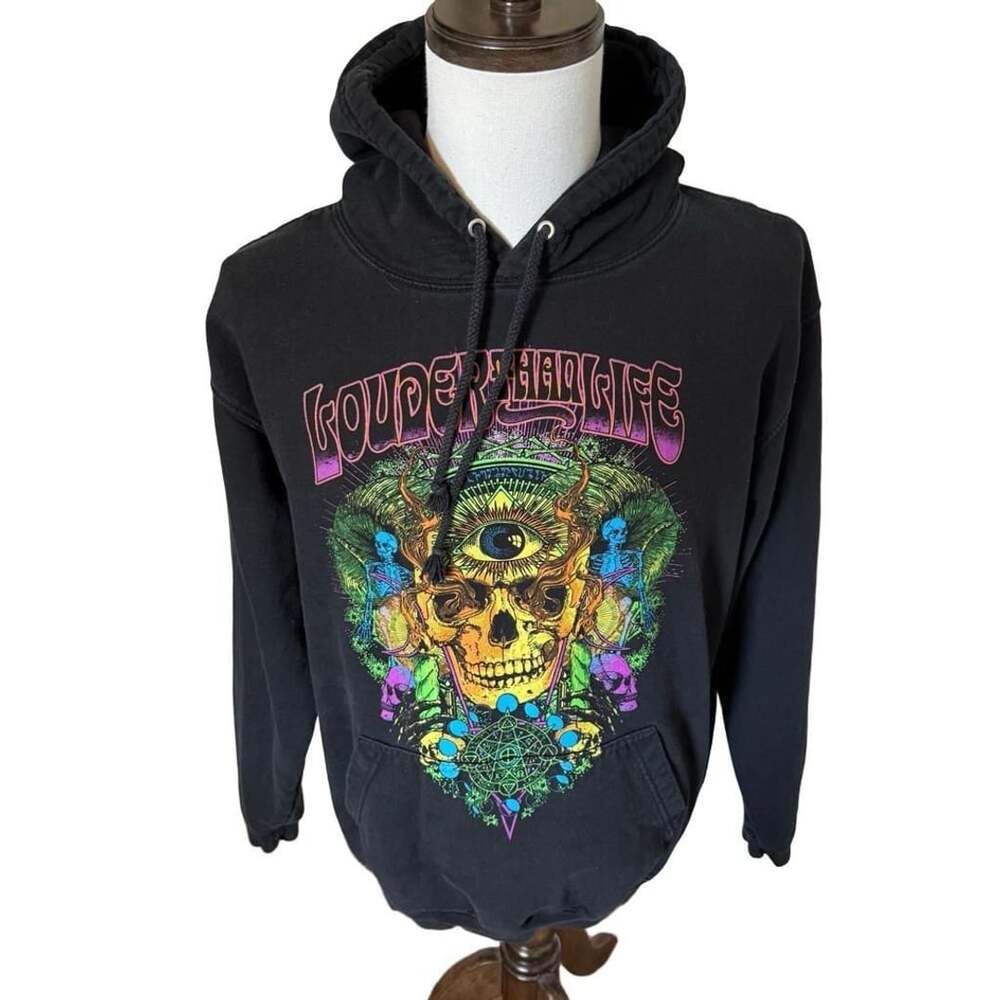 Louder Than Life 2022 Festival Skull Graphic NIN RHCP Nu Metal Black Hoodie